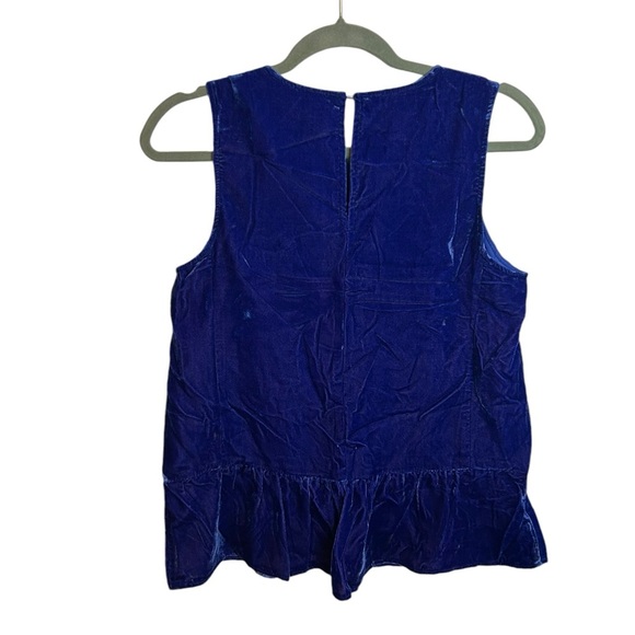 NWT J.Crew Royal Blue Velour Peplum Blouse - Picture 3 of 5